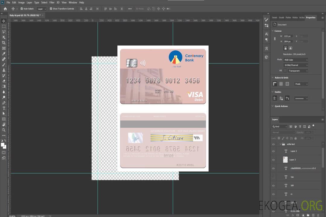 Carte de débit visa de la Banque Centenaire de l'Ouganda template Carte de débit visa de la Banque Centenaire de l'Ouganda template